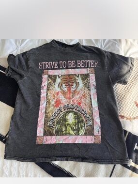 Strive To Be Better Forest Protection Graphic Tee - Black with Pink Accents